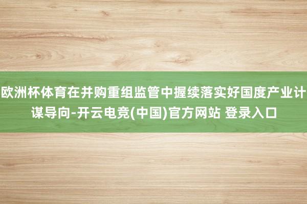 欧洲杯体育在并购重组监管中握续落实好国度产业计谋导向-开云电竞(中国)官方网站 登录入口